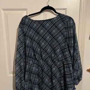 BloomChic Blue Plaid Tunic Top